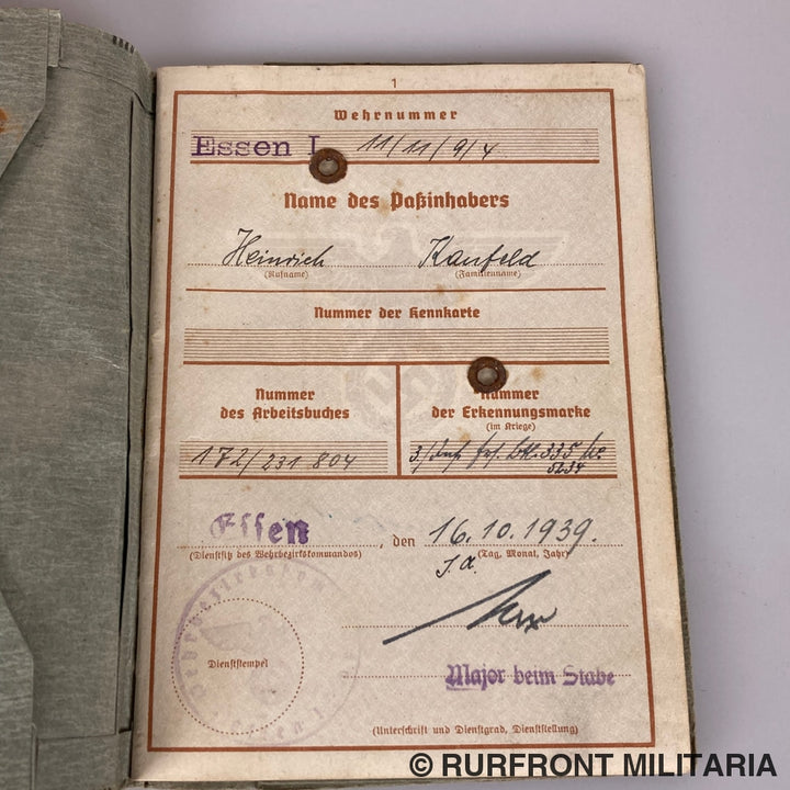 Wehrpass Set Wehrmacht Musiker Heinrich Kaufeld I.r. 420