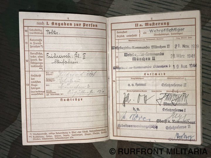 Wehrpass Set Wolf Zöpf Kraftfahrer.