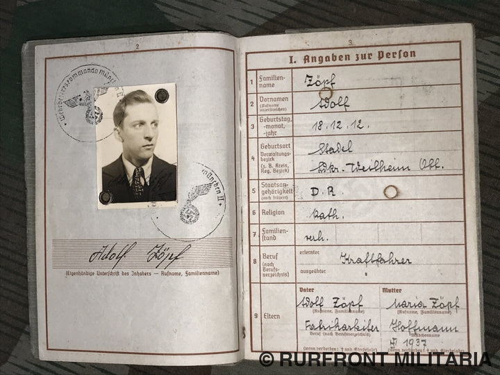 Wehrpass Set Wolf Zöpf Kraftfahrer.