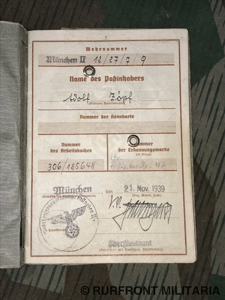 Wehrpass Set Wolf Zöpf Kraftfahrer.