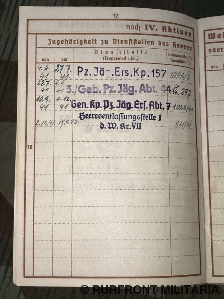 Wehrpass Set Wolf Zöpf Kraftfahrer.