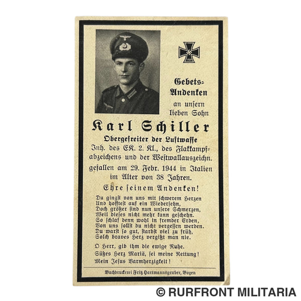 Bidprent Karl Schiller KiA Italy