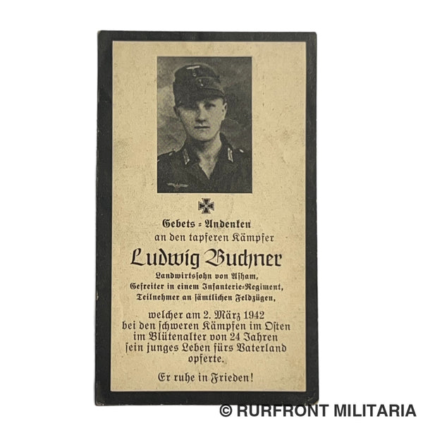 BIDPRENT LUDWIG BUCHNER (ASHAM) INFANTERIE-REGIMENT 1942