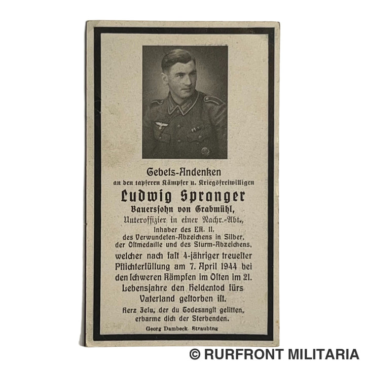 BIDPRENT LUDWIG SPRANGER (GRABMÜHL) NACHR.-ABT. 1944