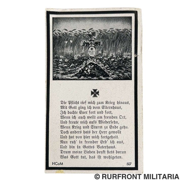 Bidprent luftwaffe Georg Kögl KiA France september 1944
