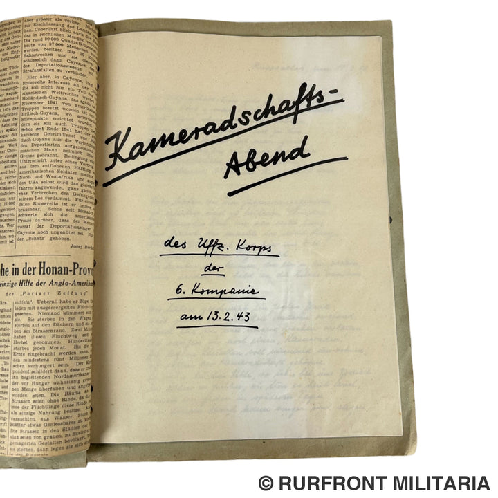 Bierzeitung kameradschaftsabend des Uffz-Korps des 6./569 Saint Chamas/Rivesaltes France 1943.