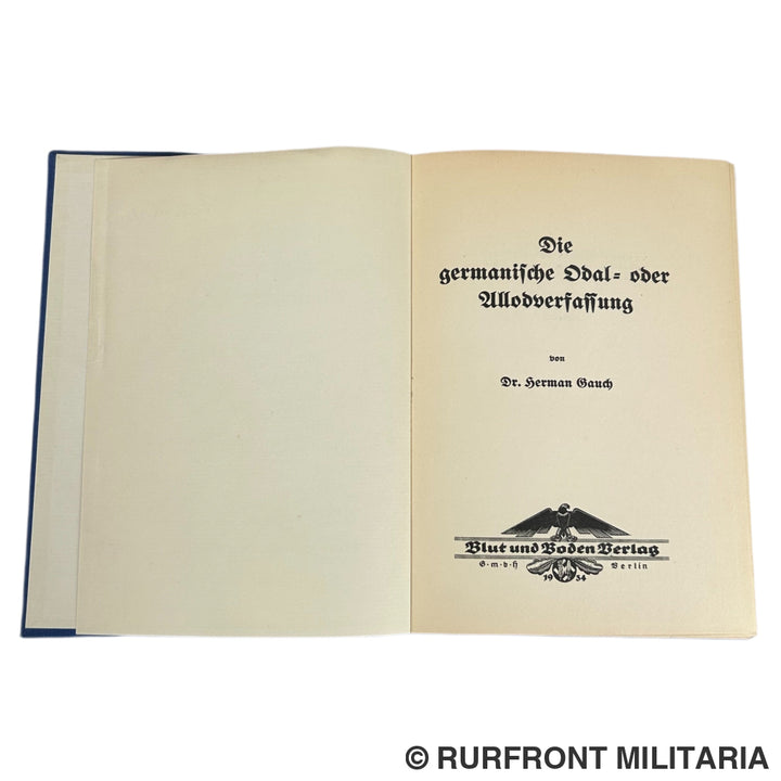 Boek Die Germanische Odal Oder Allod Verfassung 1934