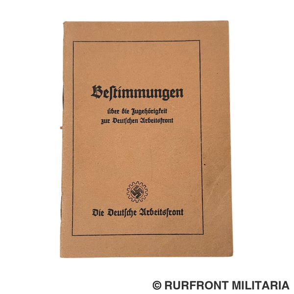 Boekje Bestimmungen über die Zugehörigkeit zur Deutsche Arbeitsfront