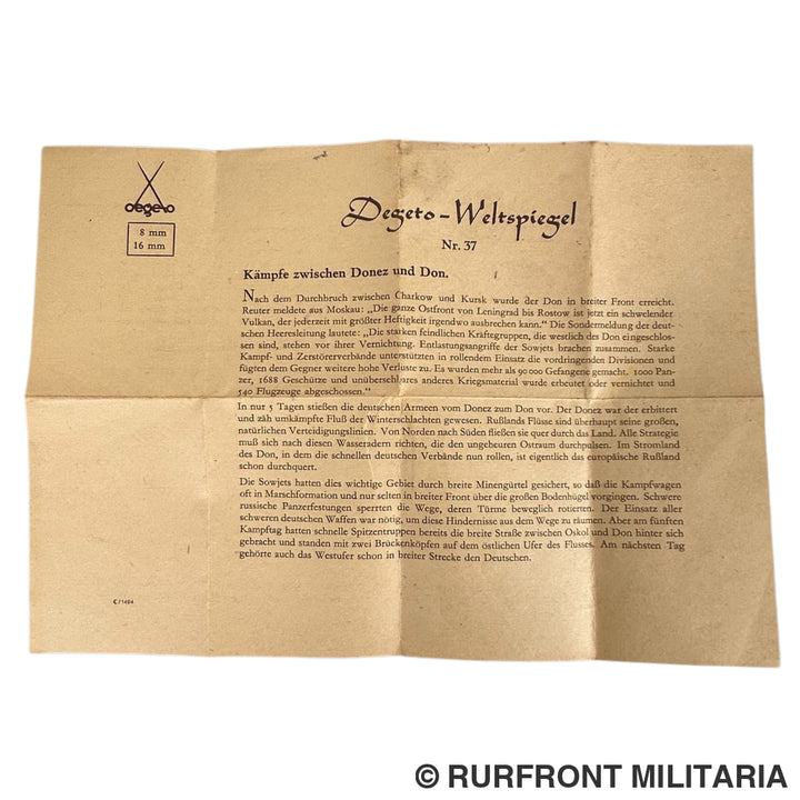Degeto folge 37 weltspiegel 16mm film 1942 kämpfe schwischen Donez und Don Ostfront
