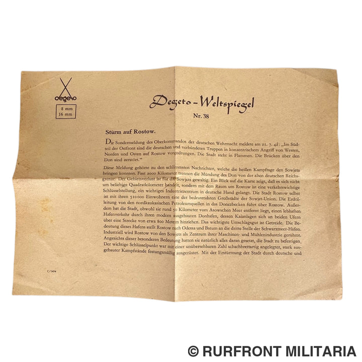 Degeto folge 38 weltspiegel 16mm film 1942 Stürm auf Rostow Ostfront