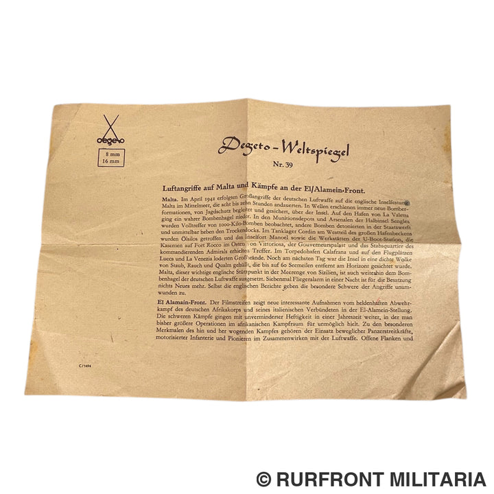 Degeto folge 39 weltspiegel 16mm film 1942 Luftangriffe auf Malta und Kämpfe and der El alamein Front