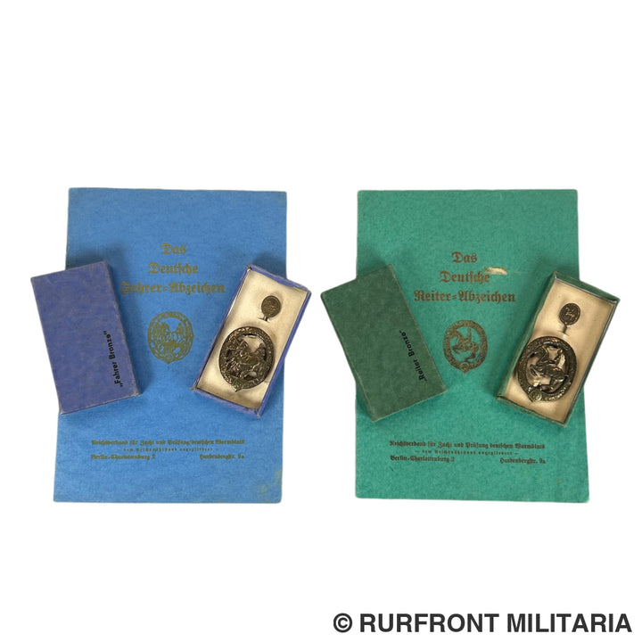 Deutsche Fahrer en Reiter Abzeichen set met oorkondes op naam van Heinz Fiedler