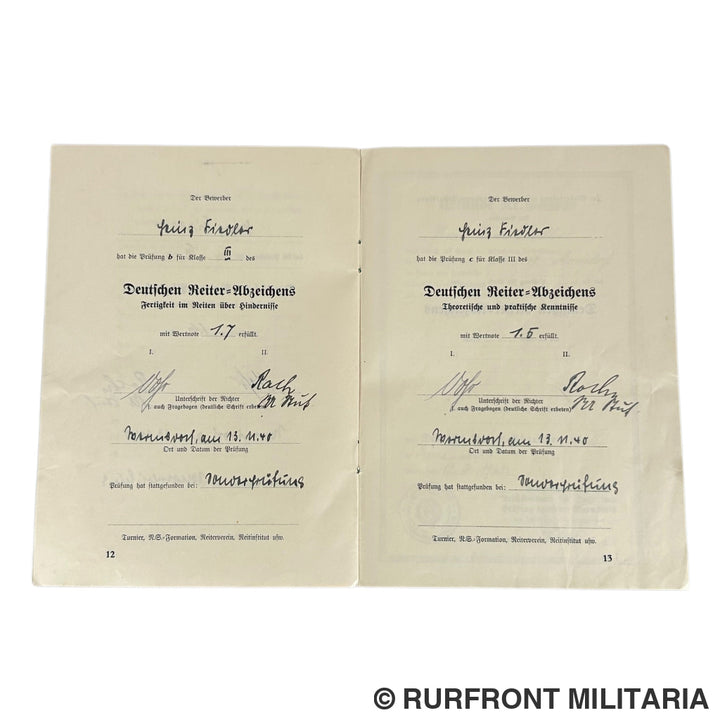 Deutsche Fahrer en Reiter Abzeichen set met oorkondes op naam van Heinz Fiedler