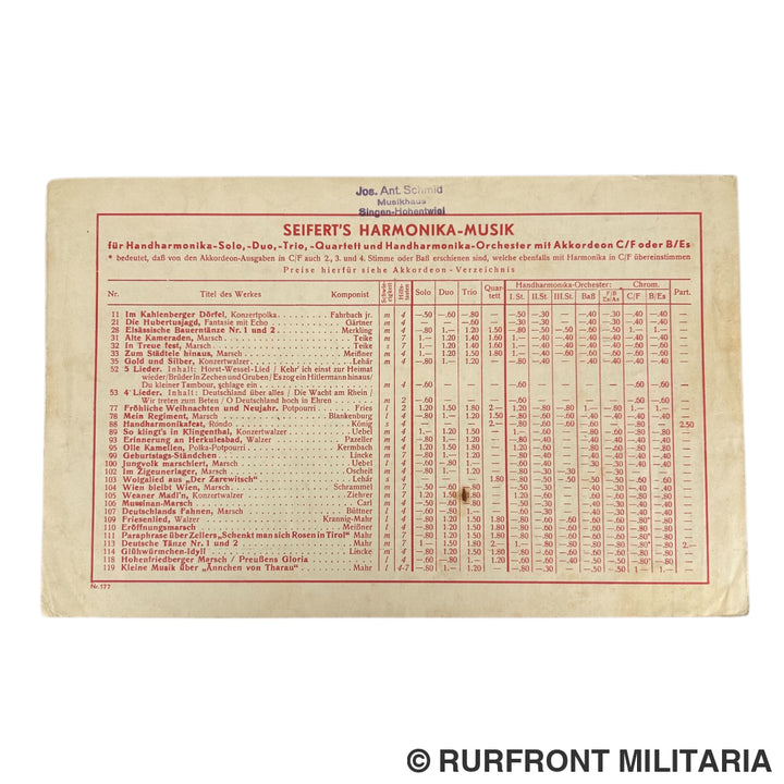 Duits notenboekje voor Harmonika Im feldquartier 1938