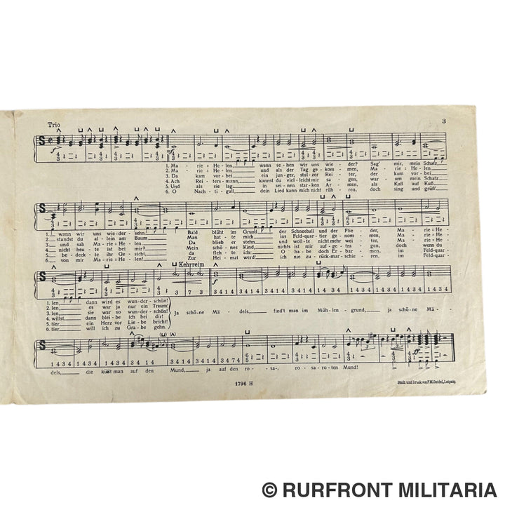 Duits notenboekje voor Harmonika Marie-Helen Soldatenlied 1938
