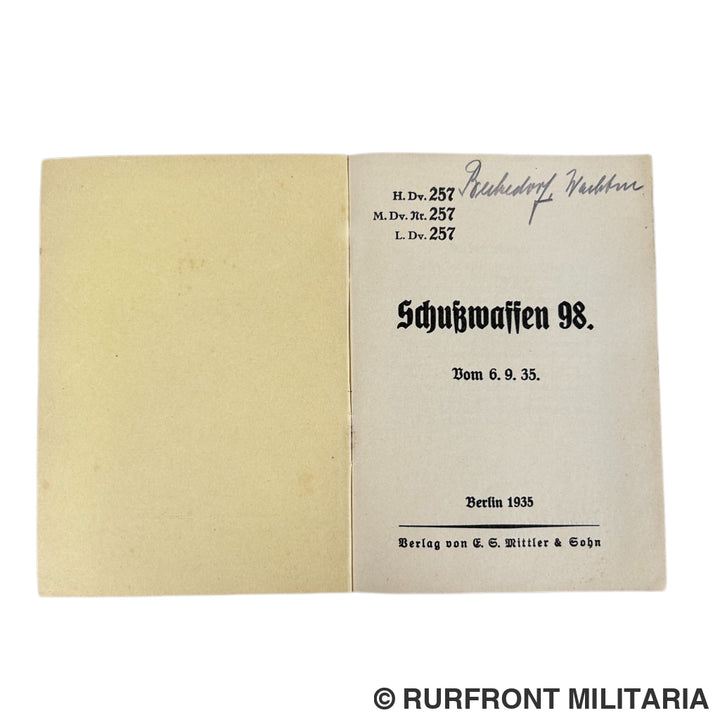 Duitse Schusswaffen 98 handleiding 1935 zeldzaam!