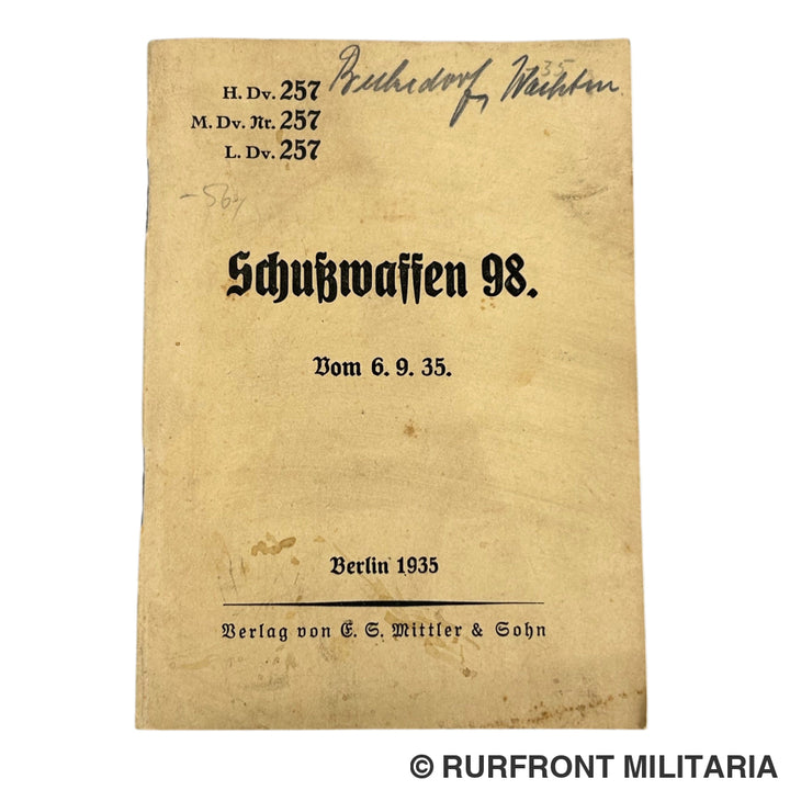 Duitse Schusswaffen 98 handleiding 1935 zeldzaam!