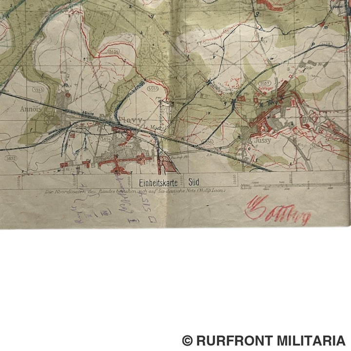 Duitse Stellling En Loopgravenkaart 1918 Saint-Quintin