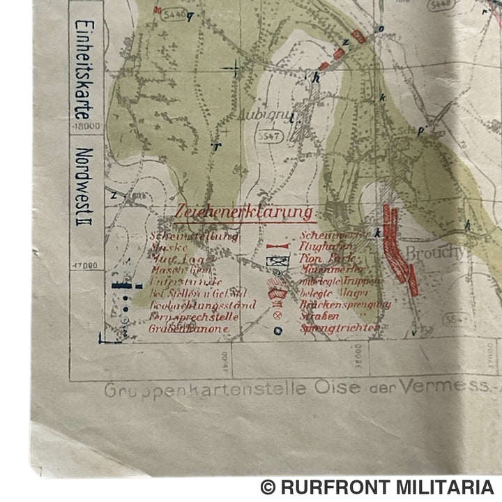 Duitse Stellling En Loopgravenkaart 1918 Saint-Quintin