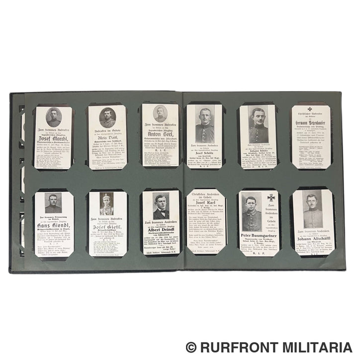 Duitse wo1 bidprentenalbum Westfront France Belgium 100 bidprenten Regio Landkreis Straubing-Bogen.