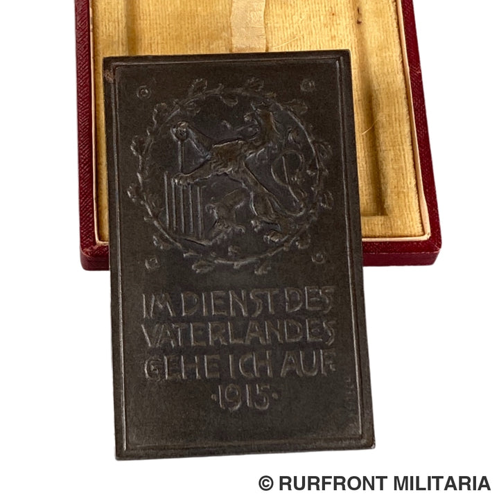 Duitse Wo1 Penning In Etui Eiserner Ritter Elberfeld 1915