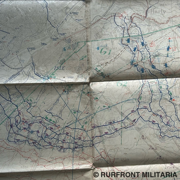 Duitse Wo1 Stelling En Loopgraaf Kaart Saint-Quintin France 1917