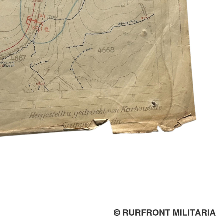 Duitse Wo1 Stelling En Loopgraaf Kaart Saint-Quintin France 1917