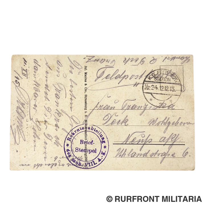 Feldpost Kerstavond 1915 – Soldatenfriedhof aan de weg van Lens naar Arras (Frankrijk) – Unieke Frontkaart