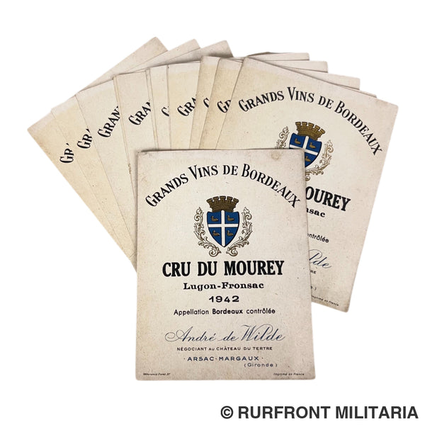 Franse Wijnetiketten Cru du Mourey Bordeaux 1942