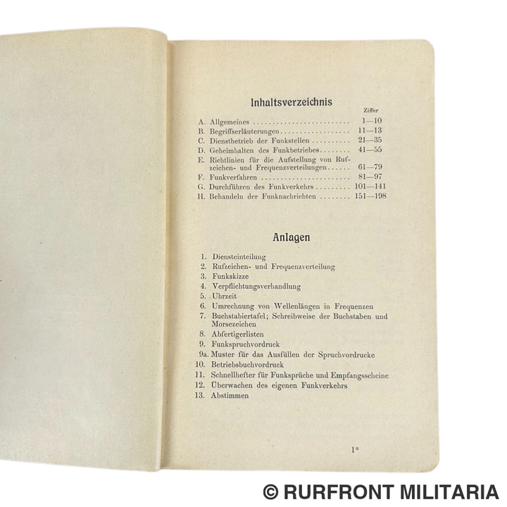 Funkvorschrift Der Luftwaffe Heft 1 Allgemeine Bestimmungen Für Den Funkbetrieb Luftwaffe Legion