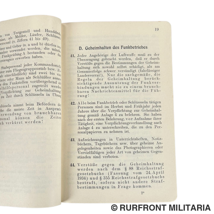 Funkvorschrift Der Luftwaffe Heft 1 Allgemeine Bestimmungen Für Den Funkbetrieb Luftwaffe Legion