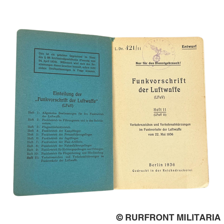 Funkvorschrift Der Luftwaffe Heft 11 Verkehrszeichen Und Verkehrsabkürzungen Legion Condor.