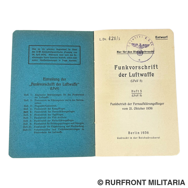 Funkvorschrift Der Luftwaffe Heft 5 Funkbetrieb Fernaufklärungsflieger.