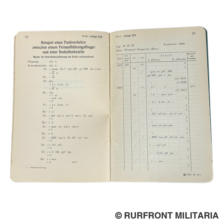 Funkvorschrift Der Luftwaffe Heft 5 Funkbetrieb Fernaufklärungsflieger.