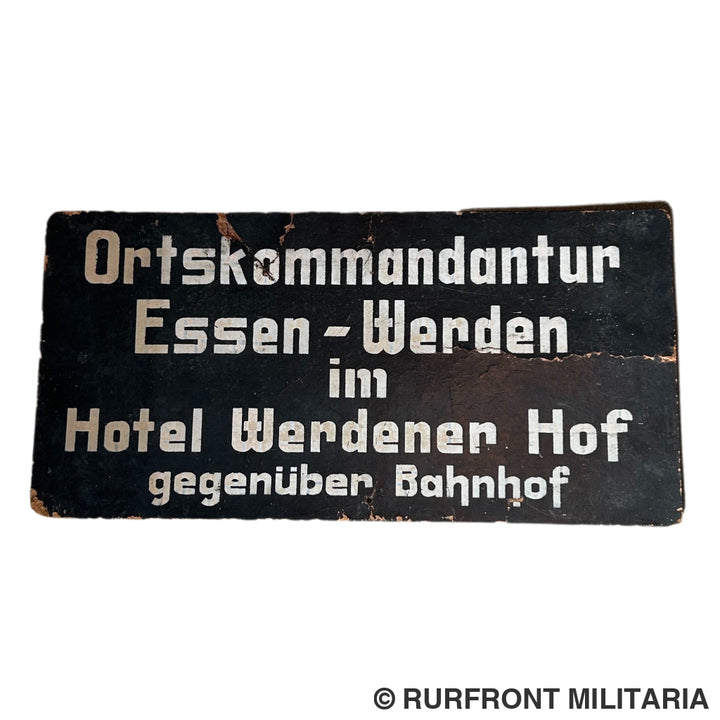 Houten Bord Ortskommandantur Essen - Werden Hotel Werdener Hof