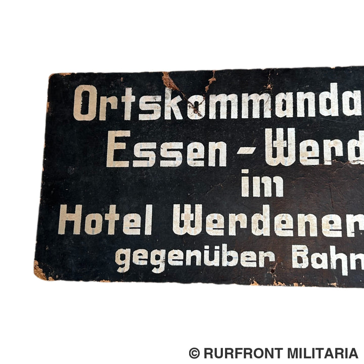 Houten Bord Ortskommandantur Essen - Werden Hotel Werdener Hof