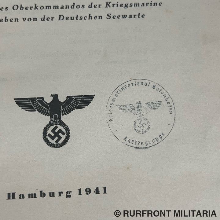 Kriegsmarine F-Tafel 1941 III Auflage 2154 u-boot Kriegsmarinearsenal Gotenhafen