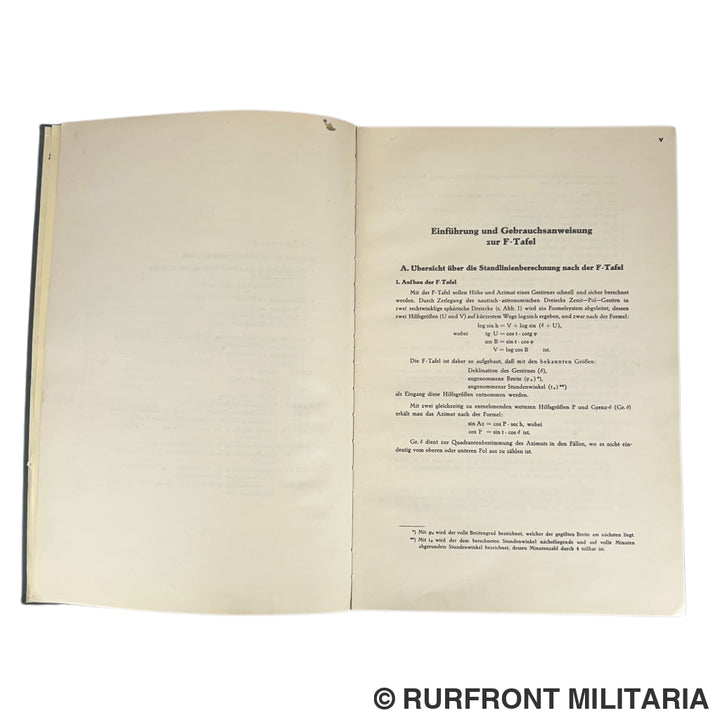 Kriegsmarine F-Tafel 1941 III Auflage 2154 u-boot Kriegsmarinearsenal Gotenhafen
