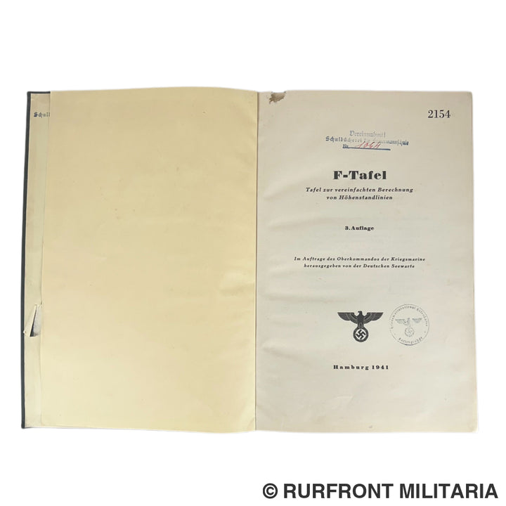 Kriegsmarine F-Tafel 1941 III Auflage 2154 u-boot Kriegsmarinearsenal Gotenhafen