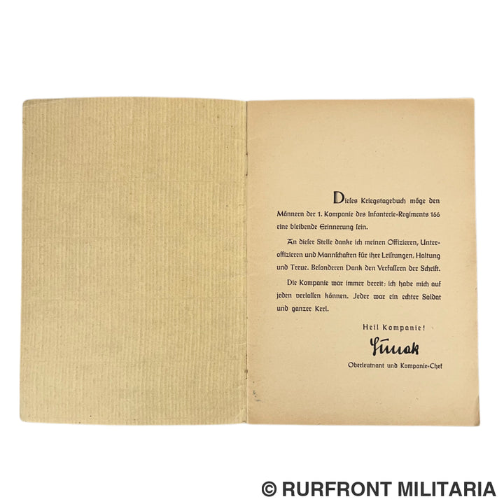Kriegstagebuch 1. Komp. Infanterie-Regiment 166 - Deel I & II (Met Nederlandse historie & Oostfront mutaties)