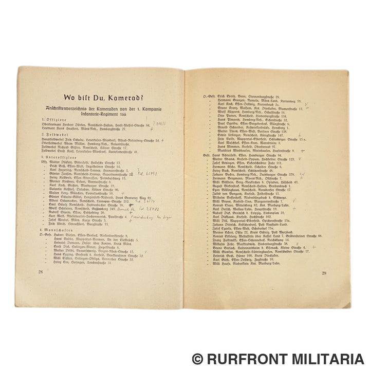Kriegstagebuch 1. Komp. Infanterie-Regiment 166 - Deel I & II (Met Nederlandse historie & Oostfront mutaties)