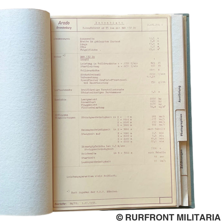 Luftwaffe Arado AR95 presentatieboek 1938 ultra zeldzaam!