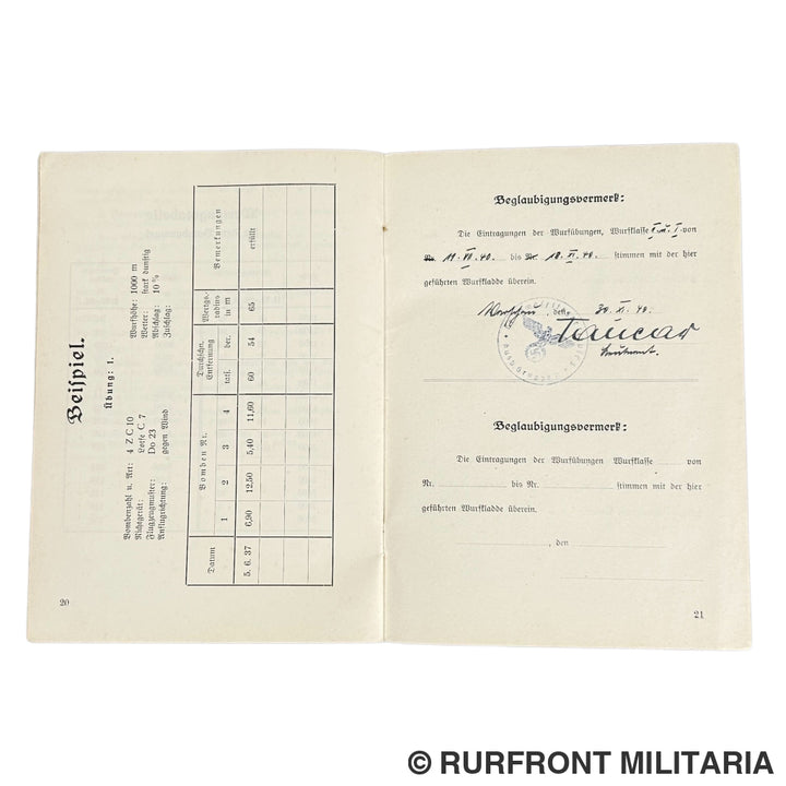 Luftwaffe Flugbuch & Wurfbuch Bombenschütze Wilhelm Koller