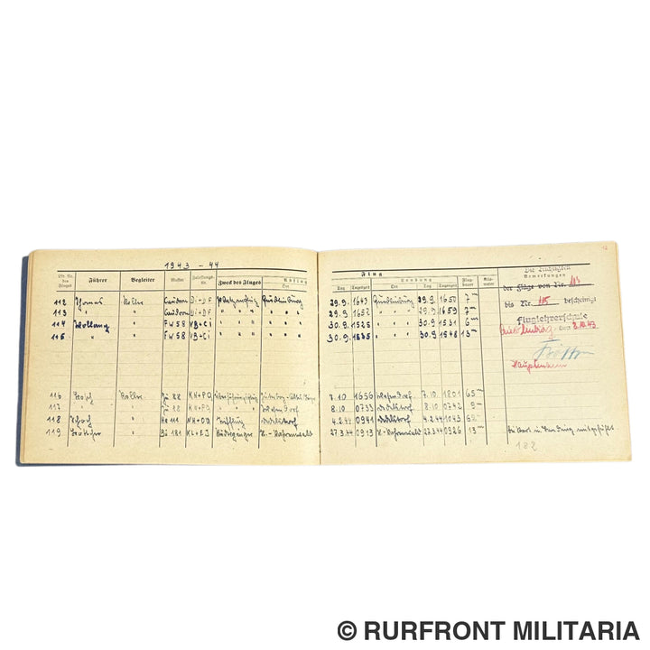 Luftwaffe Flugbuch & Wurfbuch Bombenschütze Wilhelm Koller