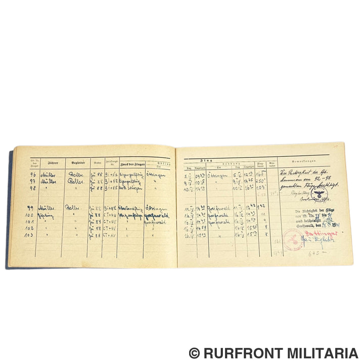 Luftwaffe Flugbuch & Wurfbuch Bombenschütze Wilhelm Koller