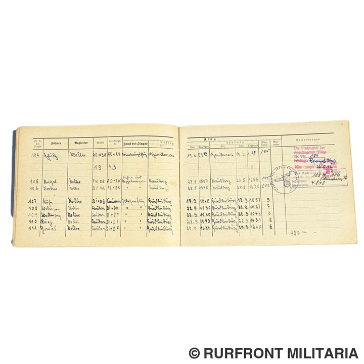 Luftwaffe Flugbuch & Wurfbuch Bombenschütze Wilhelm Koller