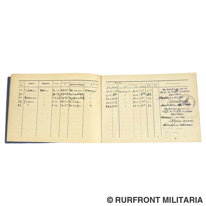 Luftwaffe Flugbuch & Wurfbuch Bombenschütze Wilhelm Koller