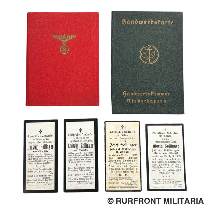 NSDAP Mitgliedsbuch set Familie Sollinger Ohlmühle Bogen.