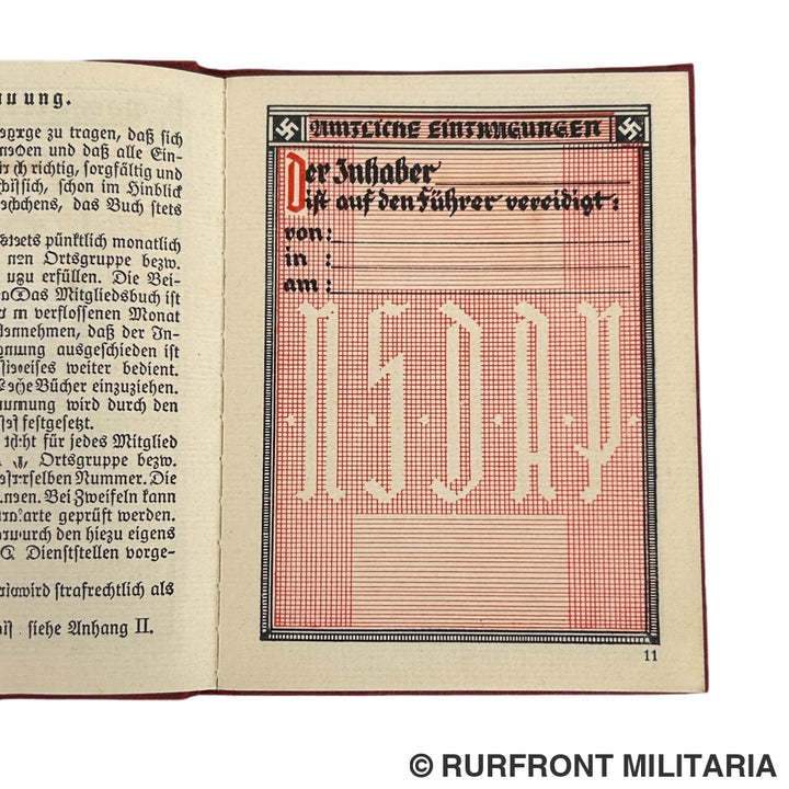 NSDAP Mitgliedsbuch set Familie Sollinger Ohlmühle Bogen.