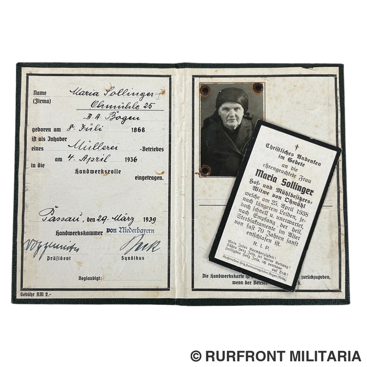 NSDAP Mitgliedsbuch set Familie Sollinger Ohlmühle Bogen.